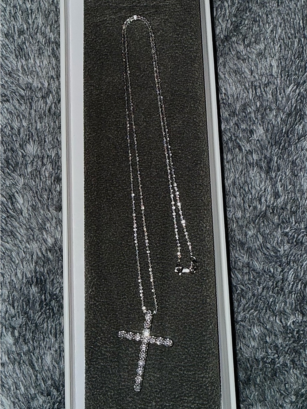 Silver Crystal Cross Pendant Necklace - Women Jewelry